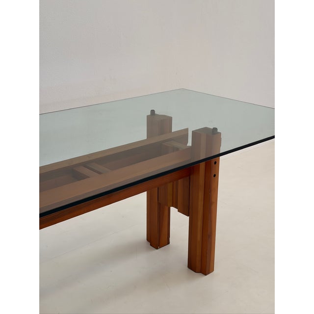 Wooden Dining Table with Glass Top, 1970s For Sale - Image 13 of 16