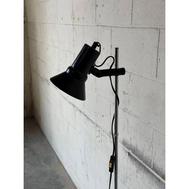 1960s Mid-Century Modern Black Metal Floor Lamp With Adjustable Spotlight For Sale - Image 9 of 11