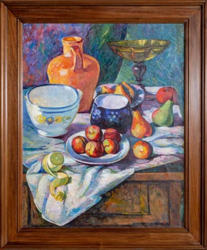 Morning Breakfast Fruits, Muhammad Amanov Oil on Canvas, Signed