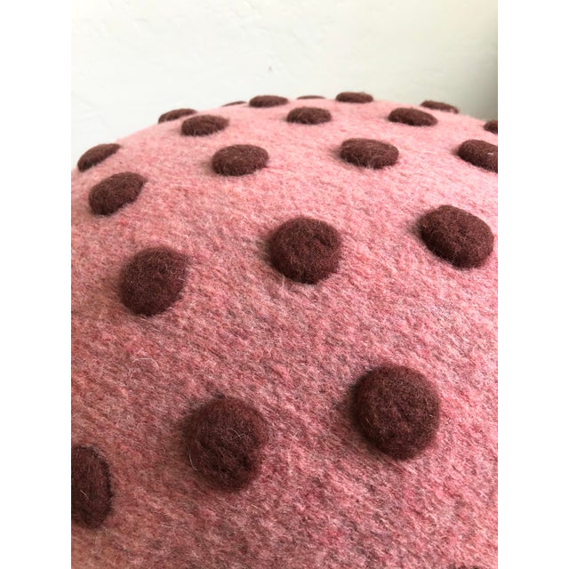 Pink Mushroom Ottoman in Wool Pink Dot - Large Dots For Sale - Image 8 of 13