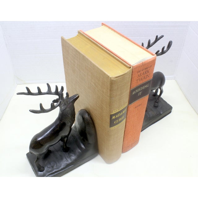 Bookend Pair – Midwest of Cannon Falls Cast Metal Lodge-Style Stag Deer 1970s For Sale - Image 14 of 14