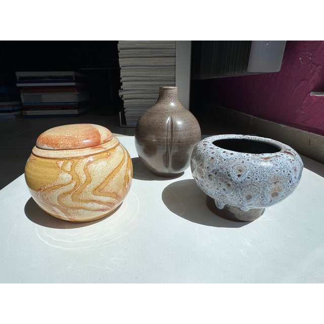 Hand-Thrown Speckled Mocha Brown Glazed Studio Ceramic Vase by Kristian Körting, Germany, 1980s For Sale - Image 16 of 17