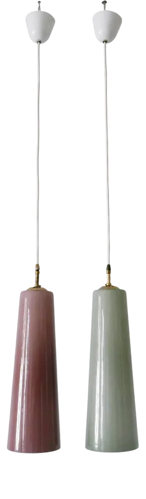 Mid-Century Modern Murano Glass Pendant Lamps by Vistosi, 1950s, Set of 2