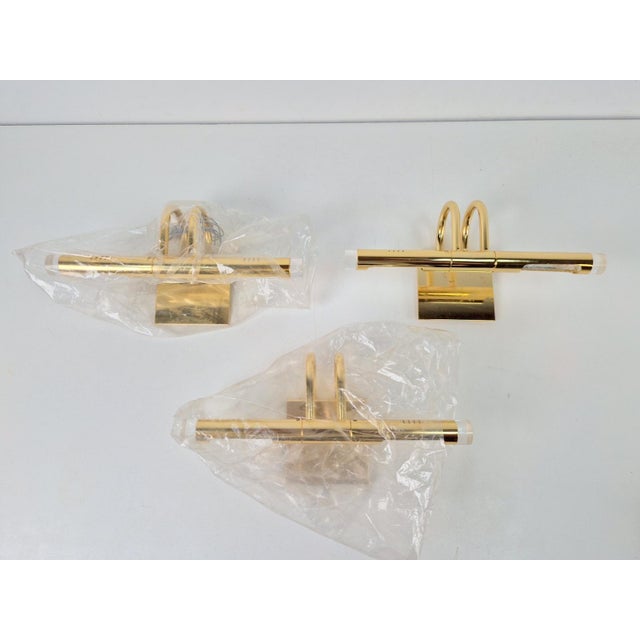 1980s Regency Brass Acrylic Cabinet Lamp by Lumina, 1980s, Set of 3 For Sale - Image 5 of 18