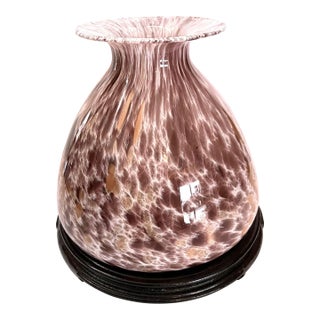Vintage Murano Style Handblown Pink Glass Bottle Vase For Sale
