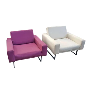 Cubist Club Chair with Wool Fabric on Steel Runners, 1960s, Set of 2
