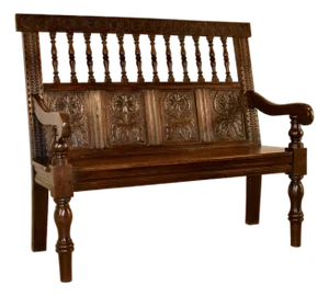 19th Century English Oak Carved Bench
