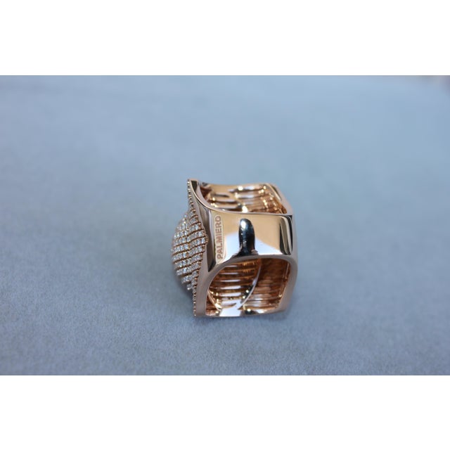 Palmiero Unique White Diamond Brilliant Pave 18 Karat Rose Gold Unique Dome Ring, Size 7.25 For Sale - Image 12 of 18