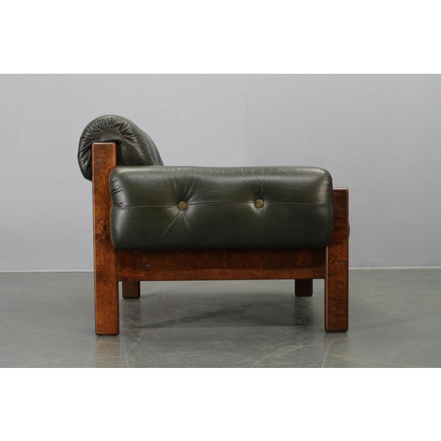 Mid-Century Modern Green Leather Chair, Czechoslovakia, 1970s For Sale - Image 6 of 18