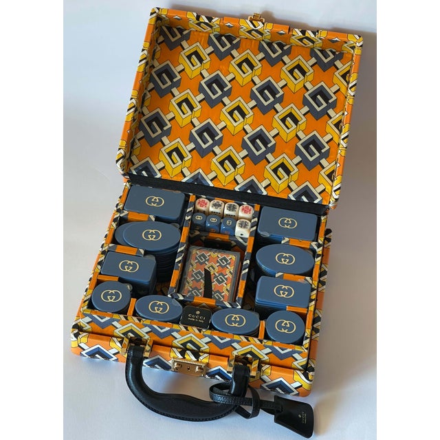 Early 21st Century GUCCI Geometric G Briefcase Poker Card Game Set For Sale - Image 5 of 12