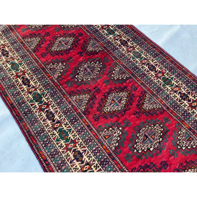 Yomut Turkmen Kepse Gul Single Column Runner - 2'8" X 12'0 For Sale - Image 4 of 11