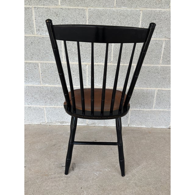 Mid 20th Century L. Hitchcock Black Harvest Maple Prospect Windsor Side Chair For Sale - Image 5 of 7