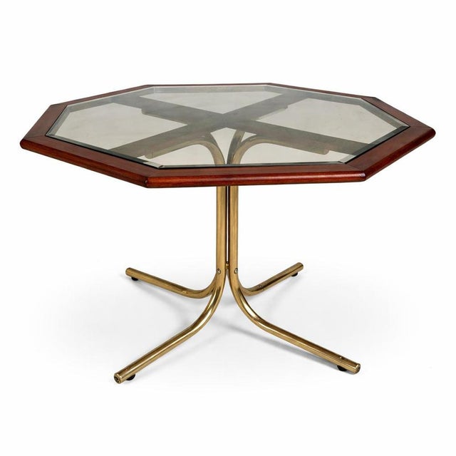 Vintage Brass and Glass Octagonal Dining Table For Sale - Image 9 of 9