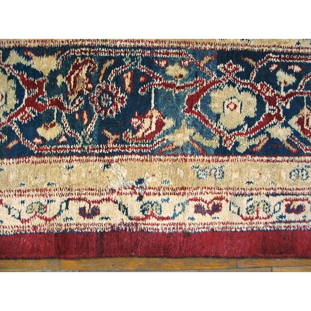 Early 20th Century Fantastic Red and Blue Color With Great Palmette Antique Agra Rug For Sale - Image 5 of 5