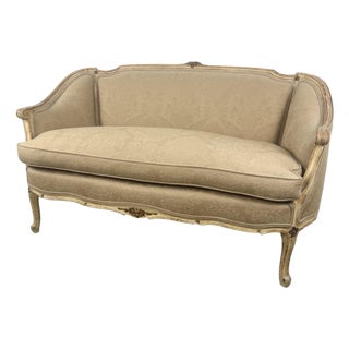Vintage Louis XV Revival Carved Giltwood Upholstered Settee For Sale