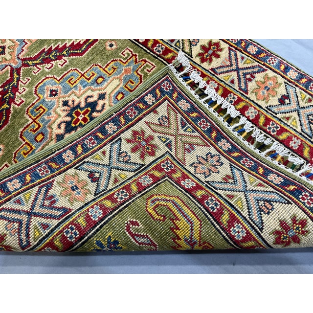 Olive Green and Cream Kazak-Style Wool Runner Rug, Natural Dyes, 2'9" X 10' For Sale - Image 16 of 16
