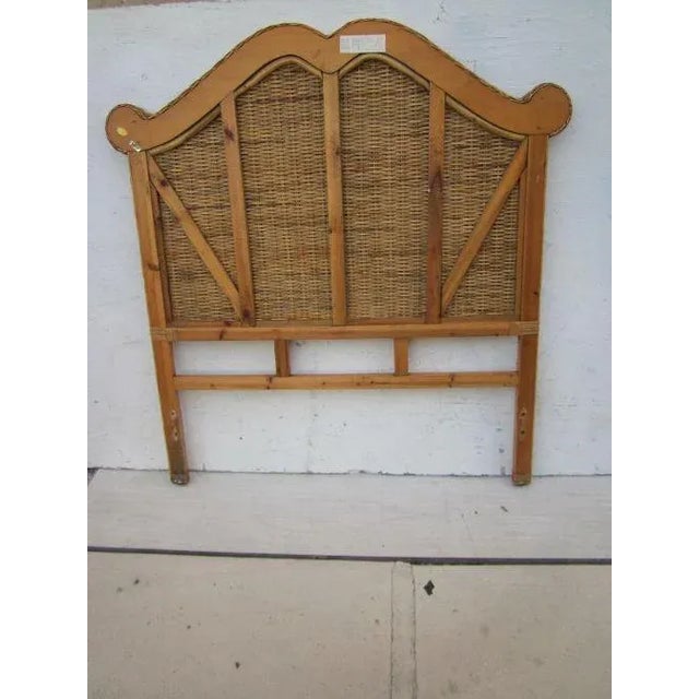 1980s Vintage Asian Style Bamboo Rattan Twin Headboard Honey Color For Sale - Image 12 of 12