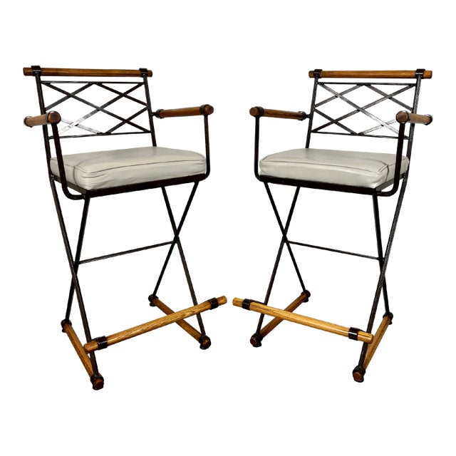 Pair of Bar Stools for Inca Products in the Style of Cleo Baldon For Sale