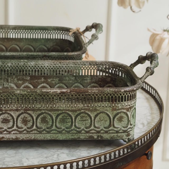 Plant Pot Set with Patina, Set of 2 For Sale - Image 9 of 11