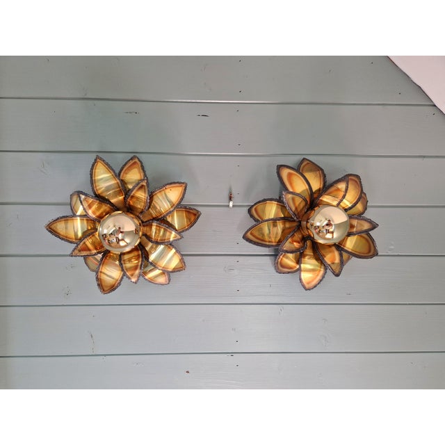Floral Brass Wall Sconces from Maison Jansen, 1970s, Set of 2 For Sale - Image 14 of 17