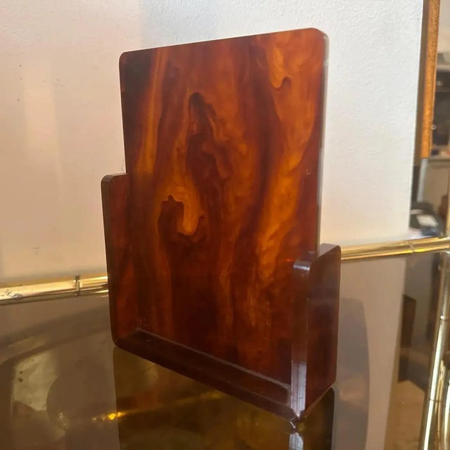 Plastic 1970s Mid-Century Modern Fake Tortoise Lucite Italian Rectangular Picture Frame For Sale - Image 7 of 9