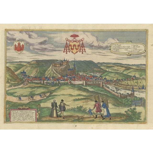 Braun & Hogenberg, Huy (Huum) Cityscape, 1574, Copper Engraving For Sale - Image 5 of 6