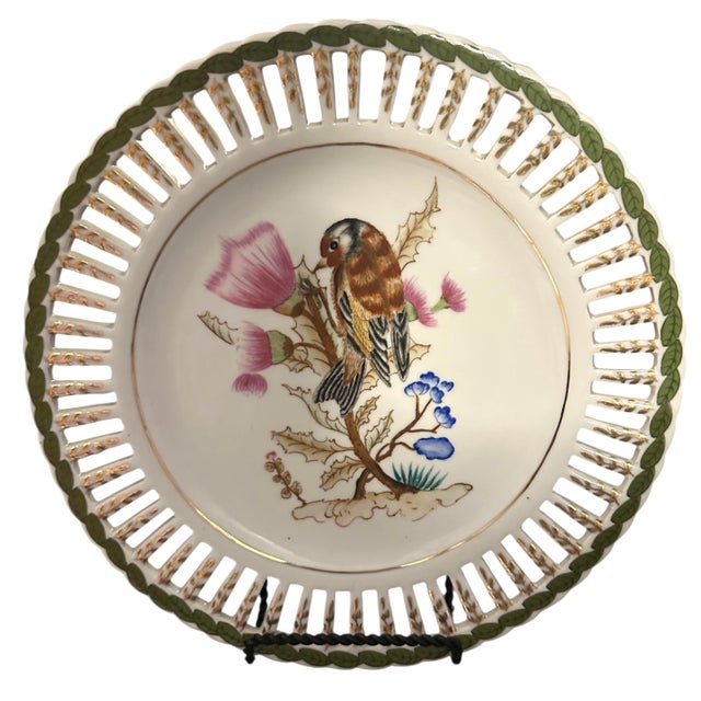 Vintage Porcelain Reticulated Cabinet Plates - A Pair For Sale - Image 4 of 12