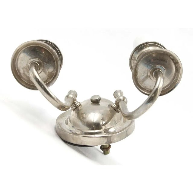 Traditional Vintage 2 Arm Silvered Brass Traditional Wall Sconce For Sale - Image 3 of 5