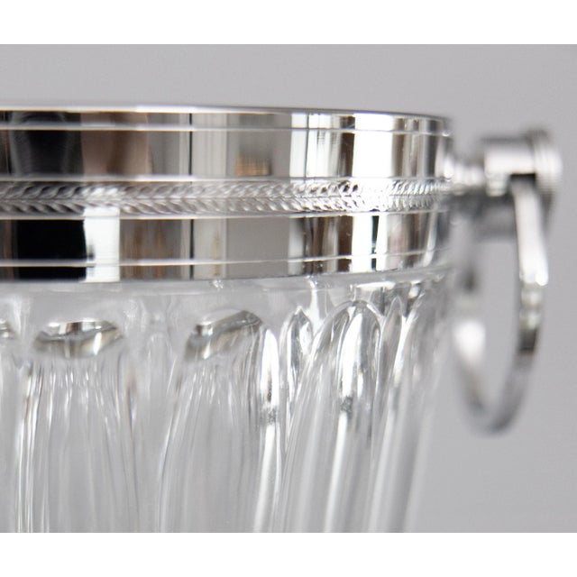Silver Mid-Century French Chrome & Cut Crystal Champagne Bucket Wine Cooler For Sale - Image 8 of 9