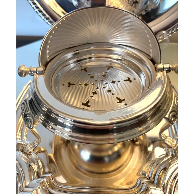 Art Deco Vintage Alpha Plate Viners of Sheffield England 6.5” Roller Breakfast/Muffin Warmer W/Pierced Insert For Sale - Image 3 of 6