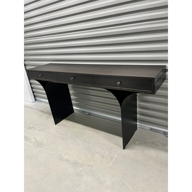 Wood Noir Ebonized Walnut Modern Truss Desk For Sale - Image 7 of 9