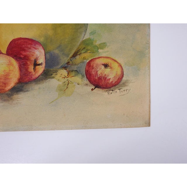 Early 20th Century Still Life With Apples Watercolor Painting For Sale In Seattle - Image 6 of 8