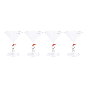 Snowman Sips Martini Glasses, Set of 4