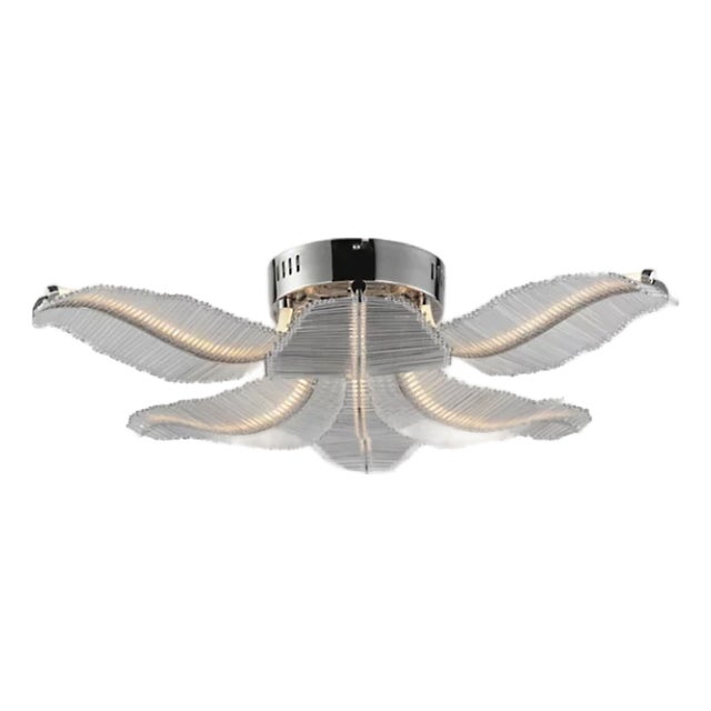 Contemporary Art Nouveau Polished Chrome and Glass Led Ceiling Fixture For Sale