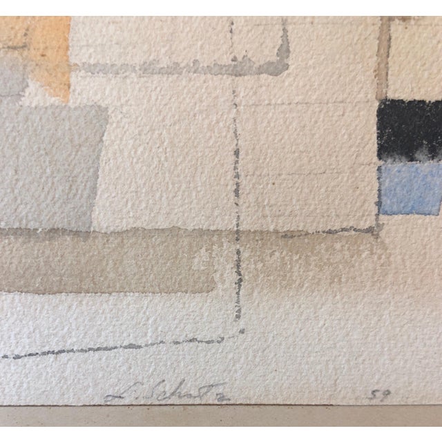 Louise Schatz, 1950's Modernist Watercolor Painting Israeli Bezalel School Bauhaus Style, 1959, For Sale In Miami - Image 6 of 7