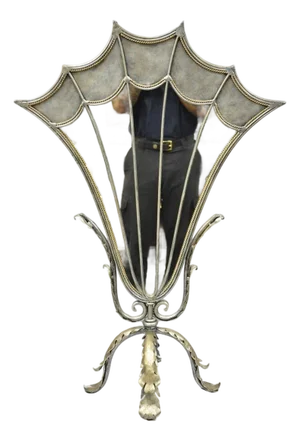 Contemporary Mediterranean Style Silver Gilt Iron Metal Mirror Fireplace Screen