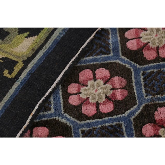 Textile Antique Chinese Rug in Blue With Floral Medallions, From Rug & Kilim For Sale - Image 7 of 7