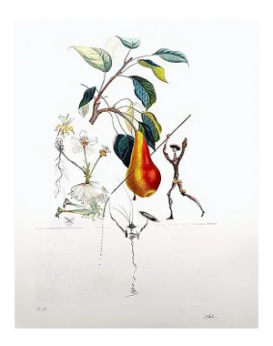 Salvador Dali, Don Quixote Pear, Original Hand-Signed Lithograph, 1969