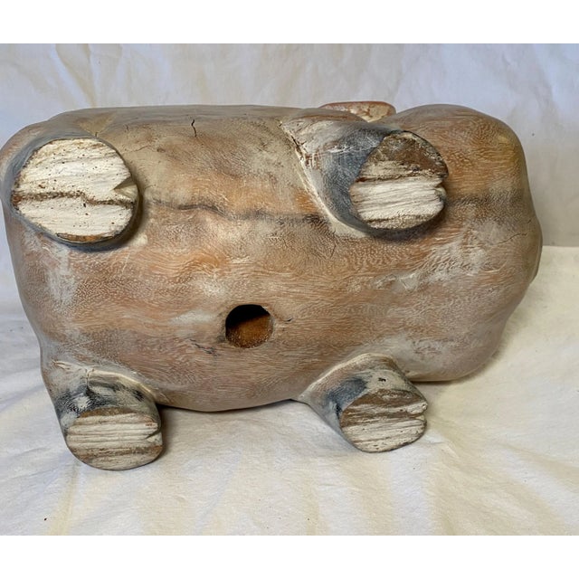 Wood Hand Carved and Painted Wooden Happy Big For Sale - Image 7 of 11