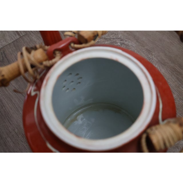 Mid 20th Century Japanese Porcelain Tea Set Hand Painted in Hong Kong - Set for 3 For Sale - Image 10 of 12