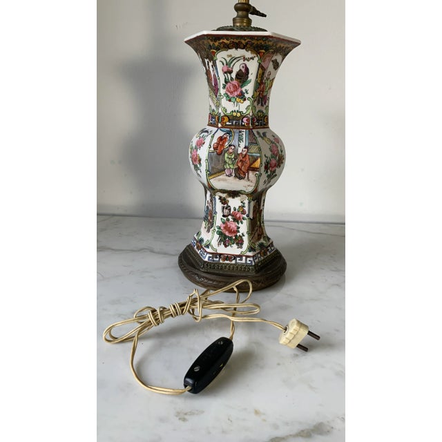 18th/19th Qing Chinese Porcelain Famille Rose Gu Vase Converted Lamp For Sale In Los Angeles - Image 6 of 13