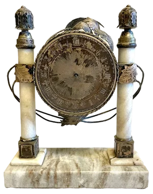 Late 19th Century Marble Clock with Silver Plating