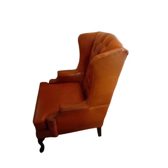 1960s Smith Gaines Genuine Nailhead Leather Wingback Chair For Sale - Image 4 of 6