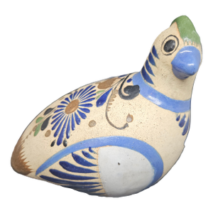 Vintage Tonala Mexico Art Pottery Large Hand Painted Bird Figurine