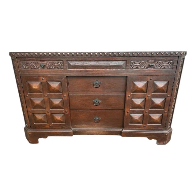 Romweber Viking Oak Arts & Crafts Sideboard or Credenza - Vintage 1950s, Attributed For Sale