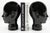1970s Vintage Spanish Glossy Black Glass Mannequin Heads — Pair of Sculptural Bookends For Sale - Image 4 of 5