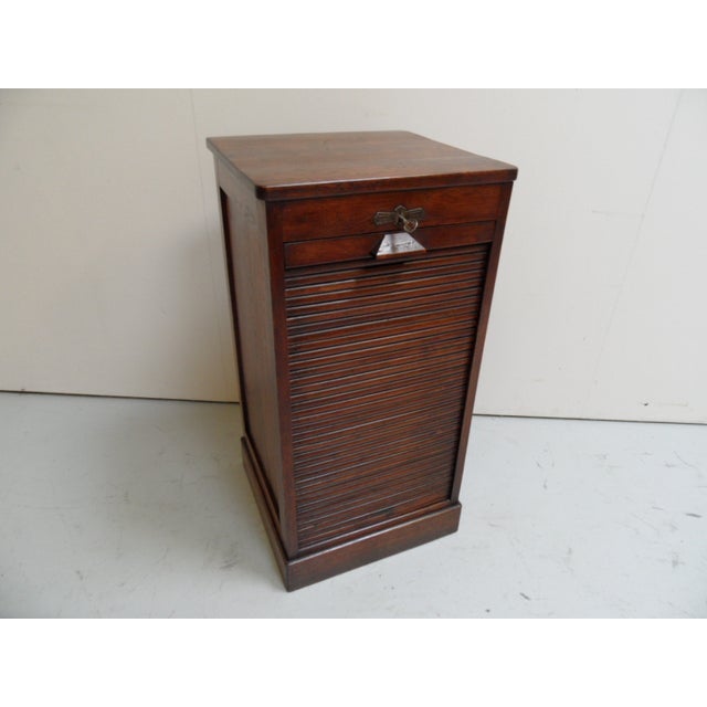 Antique Oak Filing Cabinet with Roller Shutter, 1890s, in Very Good conditions. Designed 1890 to 1919