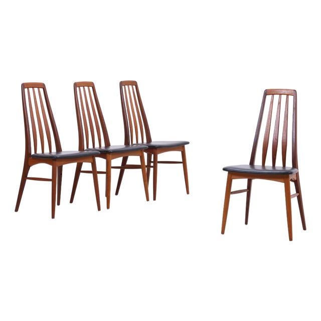 Danish Eva Chairs in Teak by Niels Koefoed, Set of 4 For Sale