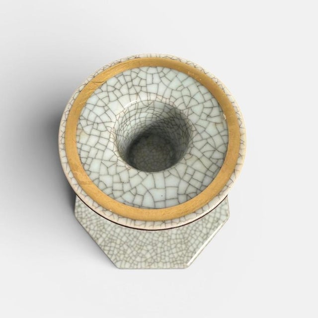 Ceramic Danish Craquelé Porcelain Candlestick from Royal Copenhagen For Sale - Image 7 of 9