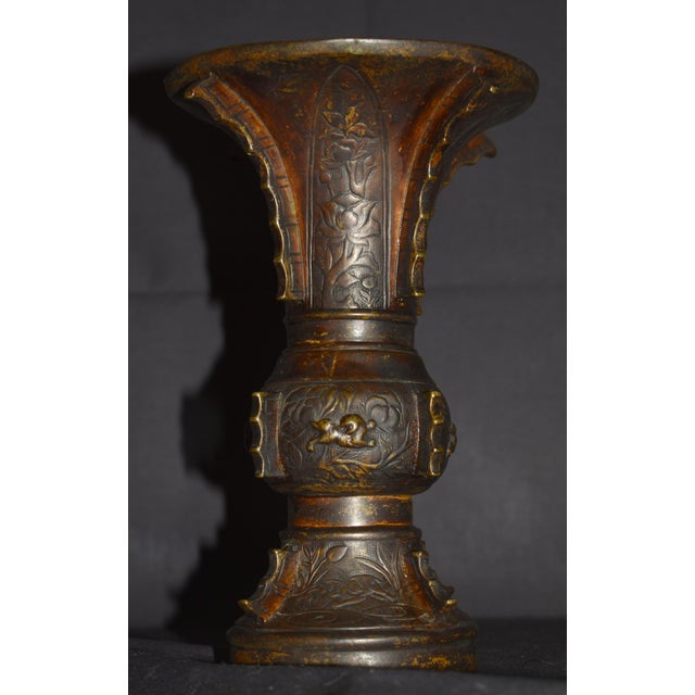 Antique Japanese Bronze Vessel/Vase W/Designs For Sale - Image 11 of 18